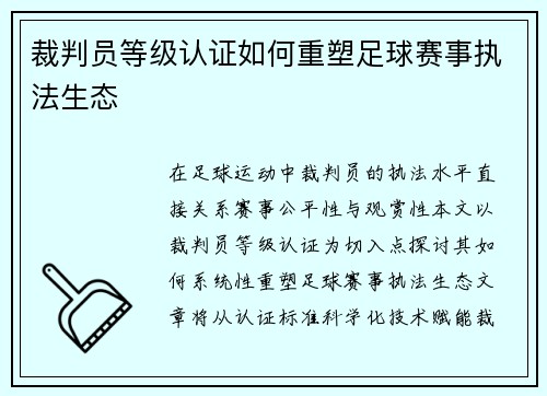裁判员等级认证如何重塑足球赛事执法生态