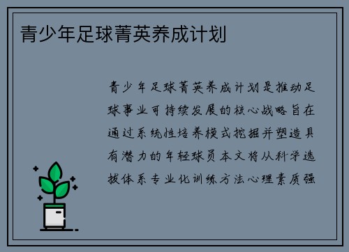 青少年足球菁英养成计划