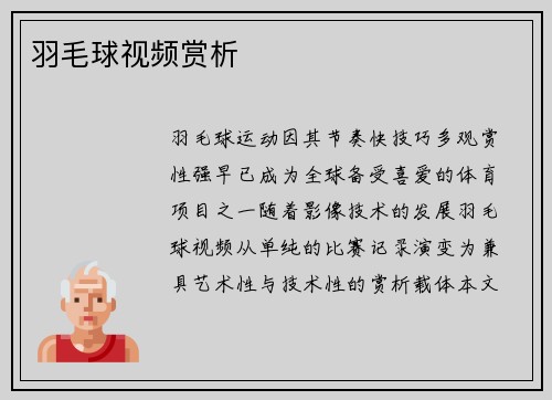 羽毛球视频赏析