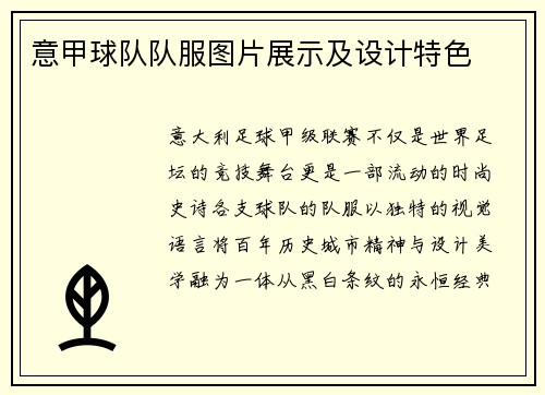 意甲球队队服图片展示及设计特色